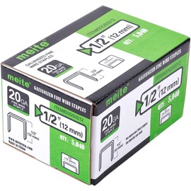 meite 20 Gauge 1/2-Inch (12.3mm) Crown 1/2-Inch Length Upholstery Staples for Staple Gun, Fine Wire Galvanized Staples for Carpet, Work Box, Cable, Shed (3 Boxes)