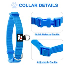azuza 3 Pack Dog Collars Comfortable and Adjustable Nylon Dog Collars for for Small Dogs, S (11-16inch)，Green, Blue and Royal Blue