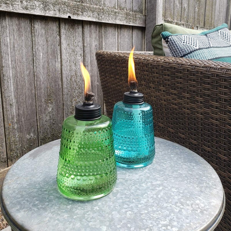 TIKI Carnival Glass Tabletop Torches, 3-Pack – Decorative Outdoor Tabletop