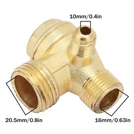 3-Way Brass Air Compressor Check Valve 1/2 Inch 1/8 Inch 3/8 Inch Male Thread Compressor Unidirectional Check Valve Connector Tool Central Pneumatic Hose End Tool