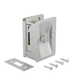 Richelieu Hardware 1701NBPSBC Onward Pocket Door Pull, Privacy Lock, 3 1/4 in (82 mm), Rectangular, Brushed Nickel