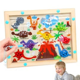 Magnetic Game Labyrinth Toy, Montessori Toy from 3 Years, Educational Motor Skills Toy, Educational Game Mathematics, Educational Game Mathematics for Toddlers, Boys, Girls (Dinosaurs)