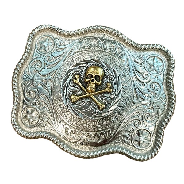 Skull and Crossbones Belt Buckle, Unique Westwen Wear Custom Biker