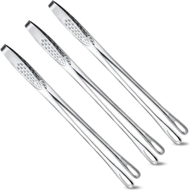 12 Inch Stainless Steel Korean & Japanese BBQ Tongs - Heat-Resistant, Rust-Proof, Effortless Cleaning! Ideal for Grilling Fish, Steak, Salad, or Buffet Setup - Ultimate Home, Hotel, Restaurant