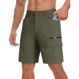 TACVASEN Men's Quick Dry Shorts Summer Cargo Lightweight Camping Shorts Green, 38