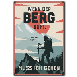 LANOLU Fridge Magnets Funny "Wenn der Berg Ruft" [German Language] - Fun Magnets with Sayings and Funny Motifs 8 x 5.5 cm