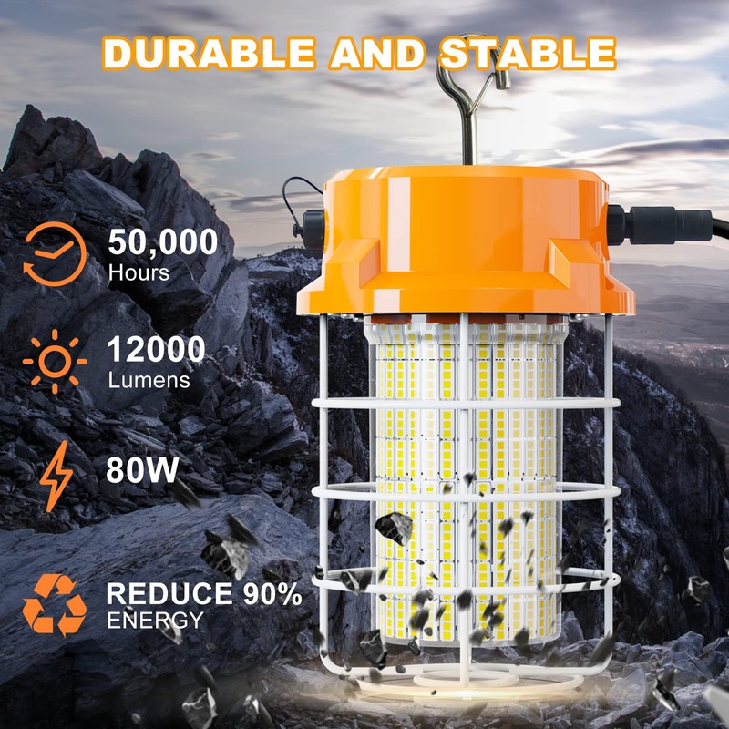 80W LED Temporary Work Light 12000Lm 5000K Construction Lights Led