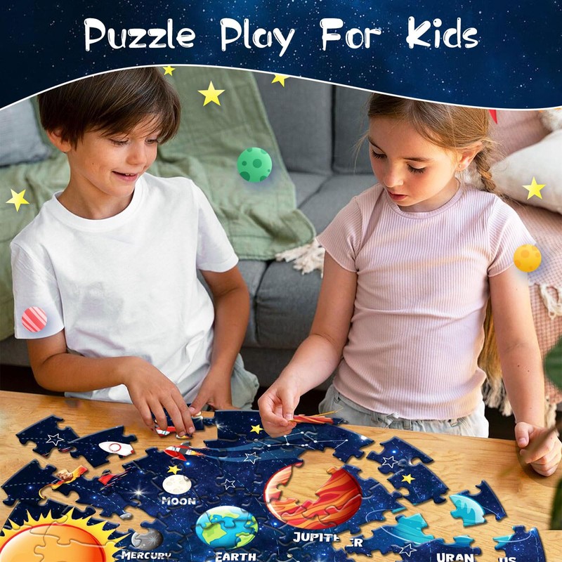 Solar System Floor Puzzles for Kids, 71 Piece Space Jigsaw