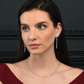 namana Dainty 925 Sterling Silver Chain Necklace for Women and Teen Girls, 18 inch Long Station Chain Necklaces with Cubic Zirconia Stones, Layering Silver Necklaces for Women with Gift Box