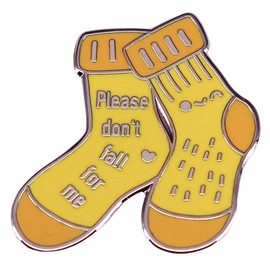 Please Don't Fall Love For Me Enamel Pin Yellow Socks Badge Brooch For Backpacks Coats Hats Accessories