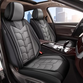 IKABEVEM Seat Covers Fit for Jeep Compass 2012-2024 2025 2026 - Faux Leather Car Seat Cover 2 Rows 5 Seats Seat Cushion Waterproof Protector (Black & Gray)