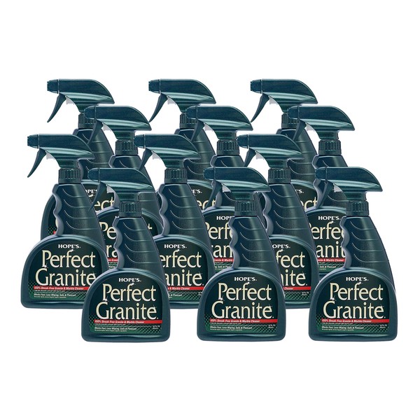 HOPE'S - 22GR12-12 pk Granite Perfect Granite & Marble Countertop Cleaner, Stain Remover and Polish, Streak, Ammonia-Free, 22 Ounce, 12-Pack, 12 Pack