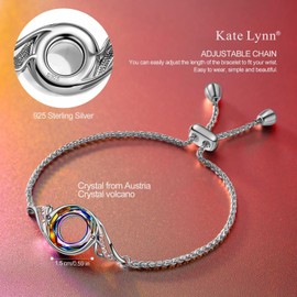 Kate Lynn 925 Sterling Silver Bracelet Phoenix Bracelet for Women Crystal Bracelet Jewelry Gift, Birthday Gifts for Women Christmas Gift for Women Mothers Day Gifts for Mom