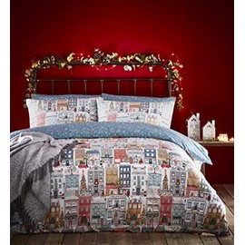 Furn Festive Town Duvet Set, Cotton, Multi, Single