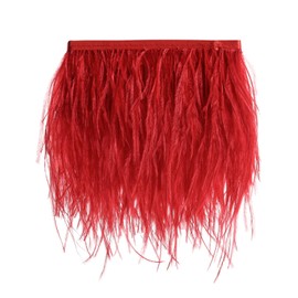 Natural Ostrich Feather Fringe Trim - Feathers Sewing Crafts Decor for Dress Costume 4-6 inches 2 Yards Erikord(Red)