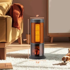 Costway 17-Inch Tower Space Heater for Indoor Use 1500W PTC Fireplace Heater 12H Timer