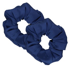 2 Pcs Silk Hair Scrunchies for Frizz Prevention, 100% Mulberry Silk Hair Ties, Elastic ponytail Holders Silk Hair Scrunchies for Women Hair Breakage Prevention(Navy Blue)