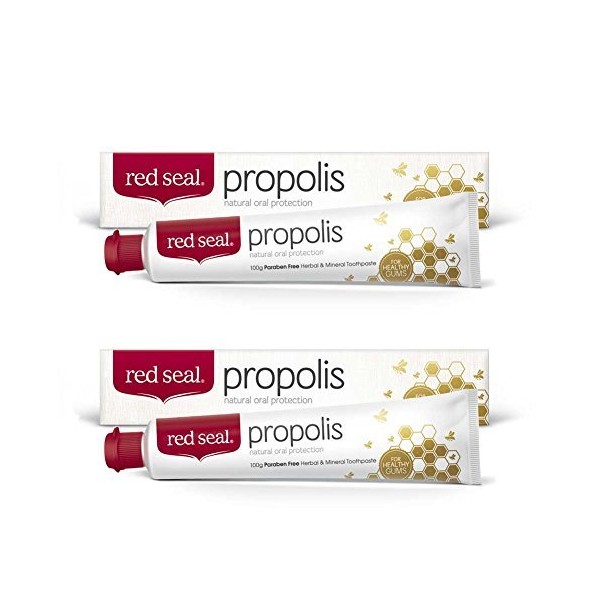 Red Seal Propolis Toothpaste – Made with 100% New Zealand Bee Propolis Extract, Anise, Peppermint, Eucalyptus Essential Oils - No Fluoride, No Preservatives, No Artificial Flavors or Colors - 2 Pk