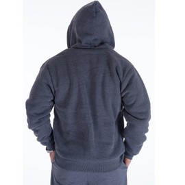 Heavyweight Hoodies for Men, 1.8lbs Sherpa Lined Fleece Full Zip Up Winter Sweatshirts Jackets Dark Grey XXL