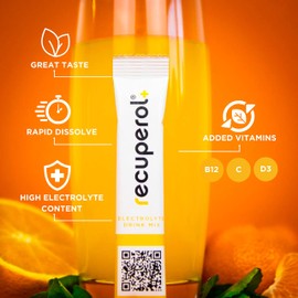 Recuperol Electrolytes Sachets | Electrolytes Powder for Rehydration | 8 Sachets | Sugar-Free Hydration Powder | Zinc, Vitamin C, B12, D3, Potassium | Natural Orange Flavour