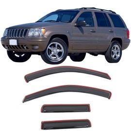 IKON MOTORSPORTS in Channel Window Visors Compatible with 1999-2004 Jeep Grand Cherokee, Slim Style Acrylic Smoke Rain Guards, Side Window Wind Deflectors 4PCS