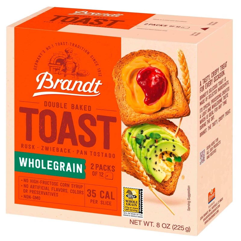 Brandt Toast, Zwieback, Rusk, Double Baked, 8 Ounces (pack of