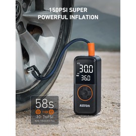 AstroAI L4 Tire Inflator Portable Air Compressor, 150PSI Portable Air Pump for Car Tires with Pressure Gauge LED Light, Electric Air Pump Quick Inflation for Cars, Motorcycles, Bikes, Tires, Balls