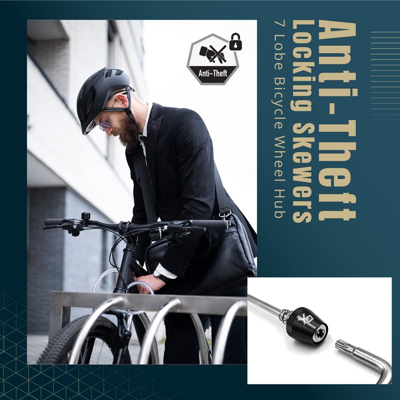 ONIPAX Anti-Theft Locking Skewer 7 Lobe Bicycle Wheel Hub (Black