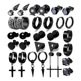 15 Pares Aretes Hombre Piercing Pendientes Acero Inoxidable