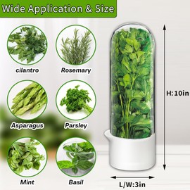Herb Saver for Refrigerator, Herb Saver Pod Cilantro Containers for Refrigerator, Fresh Herb Keeper for Cilantro, Parsley, Asparagus, Mint, Keeps Greens Vegetables for 2-3 Weeks (Herb Keeper 2Pack)