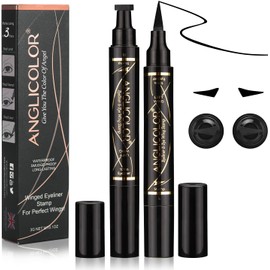Sellos delineador ojos waterproof Anglicolor 2‑Pack negro – cat eye fácil