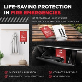 Emergency Fire Blanket for Home & Outdoors, Fire Blankets Emergency for Home, Camping Emergency Fire Blankets, Fire Blanket to Smother a Kitchen Fire, Fire Safety Blanket, Fireproof Blanket (2 Pack)