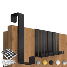 4smile Door Hooks for Hanging, Set of 10 Solid Coat Hooks, Door, Black