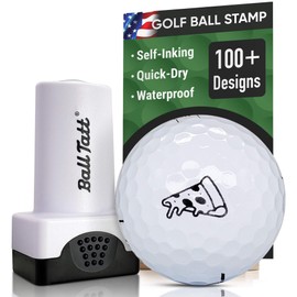 Ball Tatt - Golf Ball Stamp - Self-Inking Marker - Quick-Dry Permanent Marking Tool, No Leaks or Refills, Reusable & Waterproof Golfing Stamper - Ideal Gift for Golfers, Dads, Retirement (Pizza Slice)