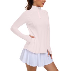 Womens UPF 50+ Sun Polo Shirts Long Sleeve UV Protection Quarter Zip Pullover Lightweight Athletic SPF Hiking Outdoor Tops