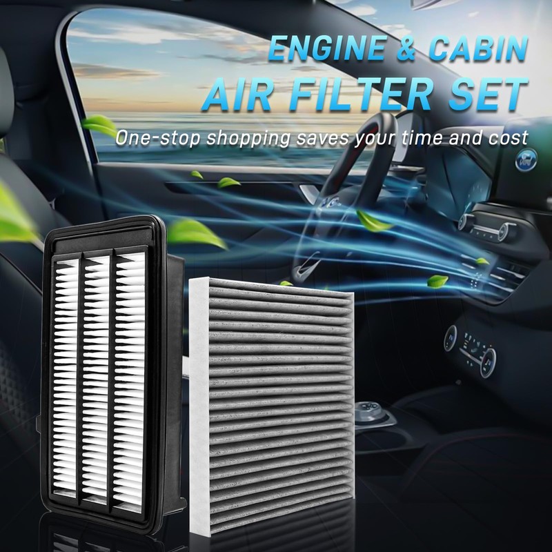Engine Cabin Air Filter Replacement CA12050 & CF11182 for Honda