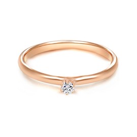 Tresor 1934 Engagement Ring / Ladies / Solitaire Sterling Silver 925 rose gold coating white Zirconia Size N 60451006
