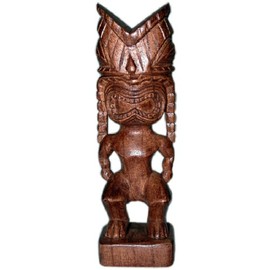 Tiki Hand Carved Wood Hawaiian God Statue Ku