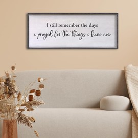 FZZHYQCHY I Still Remember The Days I Prayed Wall Decor Art 24"X10" for Home Living Room Family Wall Wooden Framed Sign (Black)