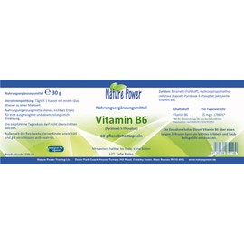 Vitamin B6 (Pyridoxine) | Pyridoxal 5-Phosphate | 60 Vegetable Capsules | Vegan and GMO Free | by NATURE POWER