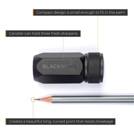Blackwing One-Step Long Point Sharpener, German Steel Blade, Machined Aluminum, Compact Design, Black