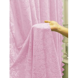 Pink Net Curtains for Windows 72 Drop Voile Curtains Sheer Lace Curtains for Living Room Decor 2 Panels 55 W x 72L Inch Pink Curtains