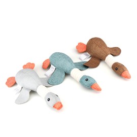 Friendly Pet Squeaky Plush Dog Toys Pack, 3 Pack Stuffed Goose Plush Burlap Like Material Chew Toys with Squeakers, Cute Soft Dog Toys for Teeth Cleaning, for Small Medium Dogs