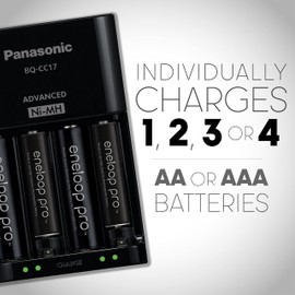 Panasonic eneloop Advanced, Cargador Individual de batería con 4 Luces indicadoras LED de Carga