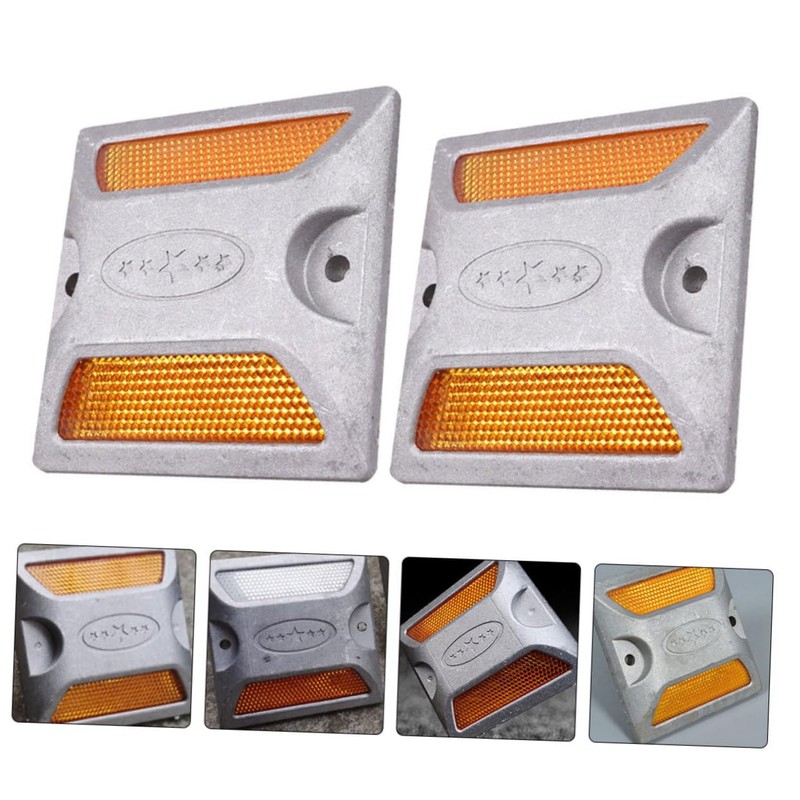 COHEALI 4pcs Reflective Driveway Markers Durable Aluminum Road Reflectors for