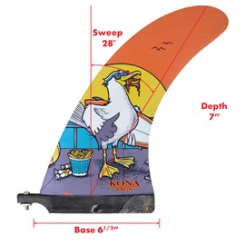 KONA SURF CO. Classic Single Single Center Fin for Longboard, Surfboard and Paddleboard (Seagull, 8in)