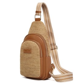 TRIPLAYER RFID Sling Chest Bag Crossbody Bags Beach Bags Woven Summer Purses for Women with Card Slots & Adjustable Strap