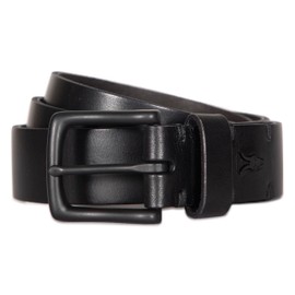 AllSaints Men's 1.25 Inch Flat Strap Leather, Casual Belt with Matte Metal Buckle, Black, 36