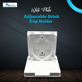 MARINE CITY Adjustable Arms Folding Cup Drink Holder - White ABS Plastic, Fits 2-5/8 to 3-1/2 Inches - Perfect for Ships, Marines, Watercrafts, and RVs - Pack of 8