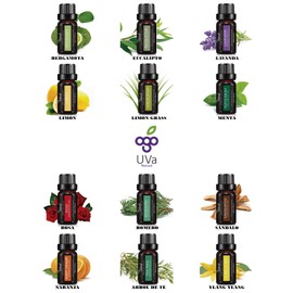 Kit de 4 kit de aceite escenciales aromaterapia, humificador, vaporizador, Masajes difusor de aromas, esencias, velas, SPA, set aceites Caja de Regalo (Rosa, Limon, Limon Grass, Lavanda, Bergamota, Arbol de Te, Menta, Naranja, Sandalo, Romero, Ylang Ylan